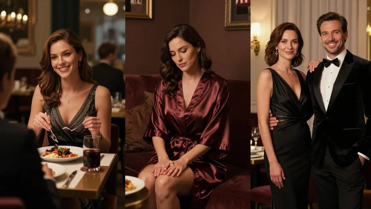 Three types of Berlin companions: dining, intimate, and event partner, each in their distinct setting.