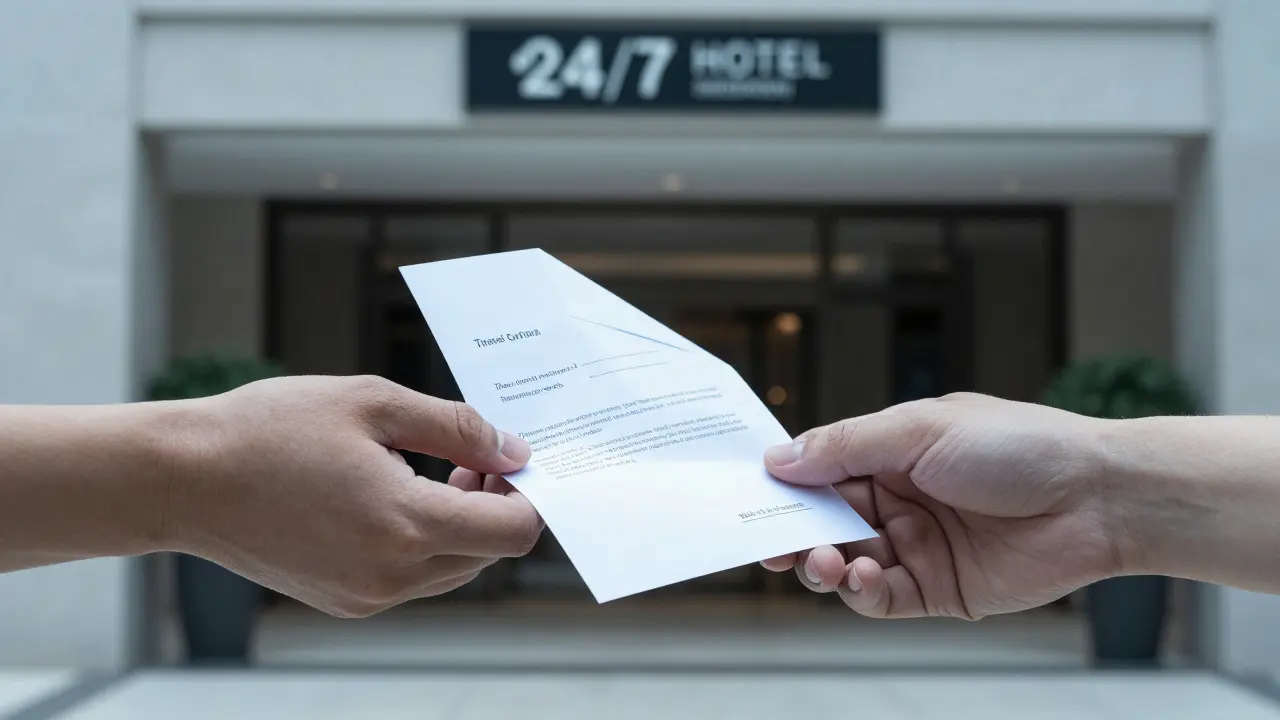 Two hands exchanging a written confirmation of meeting details, symbolizing trust and boundaries.